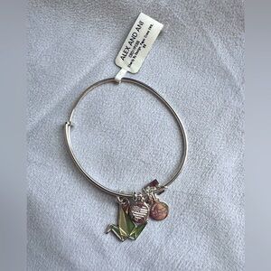 Alex and Ani Paper Crane Charm Bangle Green Shiny Silver‎ Finish NEW healing